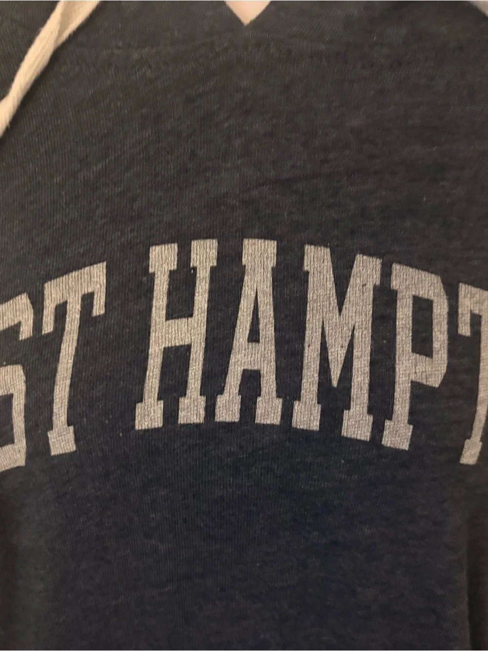 MV Sport Navy V-Neck Hooded Sweater with White Drawstrings
